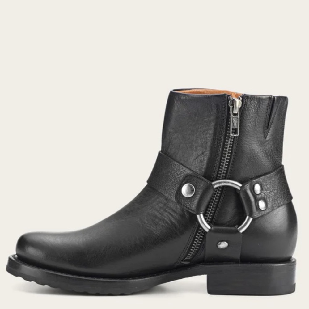 Frye Black Leather Buckle Ankle Booties - Picture 3 of 4